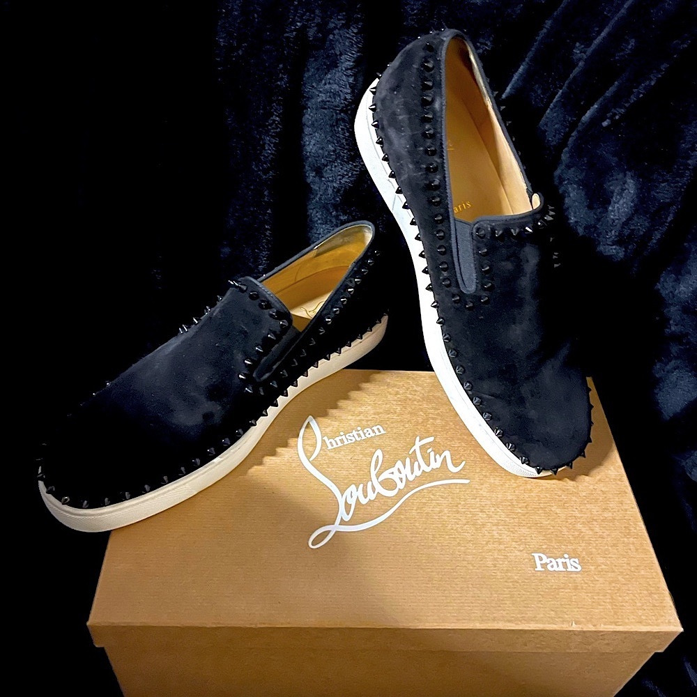 Christian Louboutin Black Spike Suede Shoes